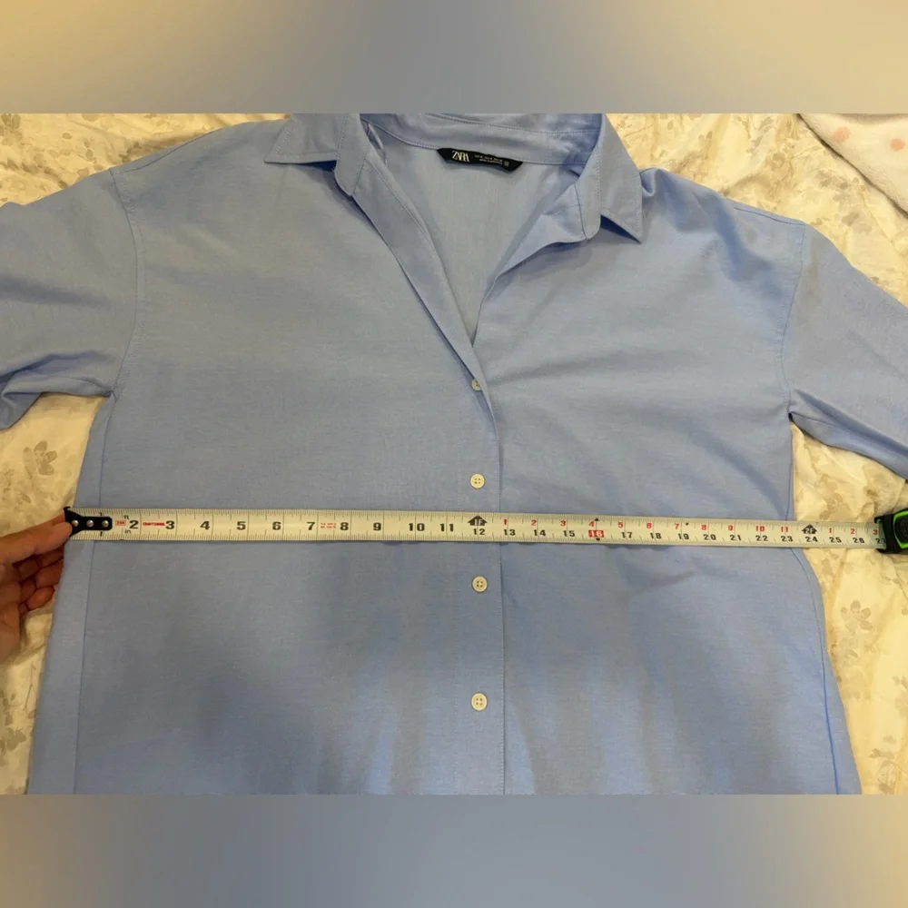 NWOT Zara Sky Blue Casual Button Down Shirt - Picture 5 of 13